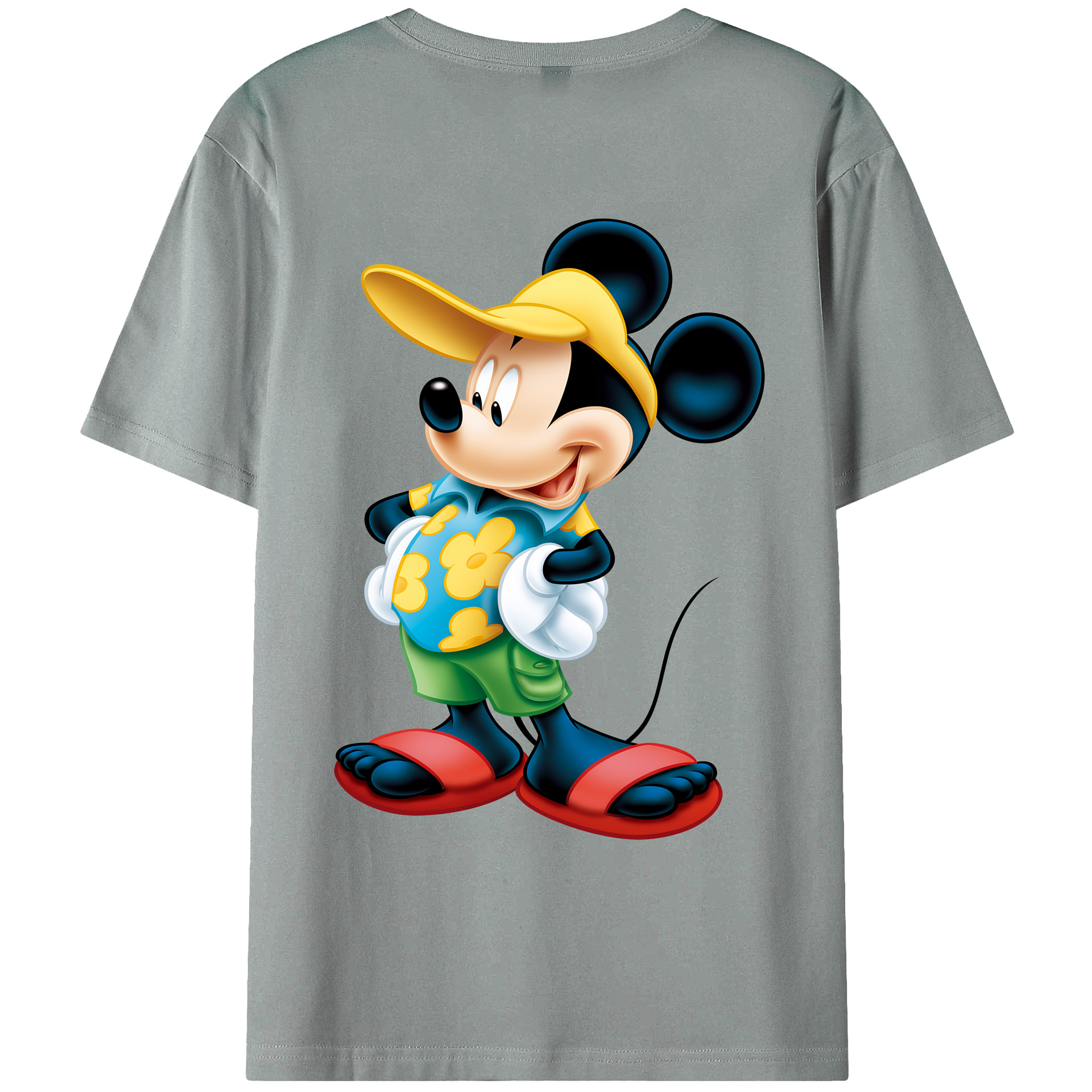 （画像用） ミッキーマウス Mickey Mouse 綿100％ メンズ半袖Tシャツ（バックプリント） 通気性